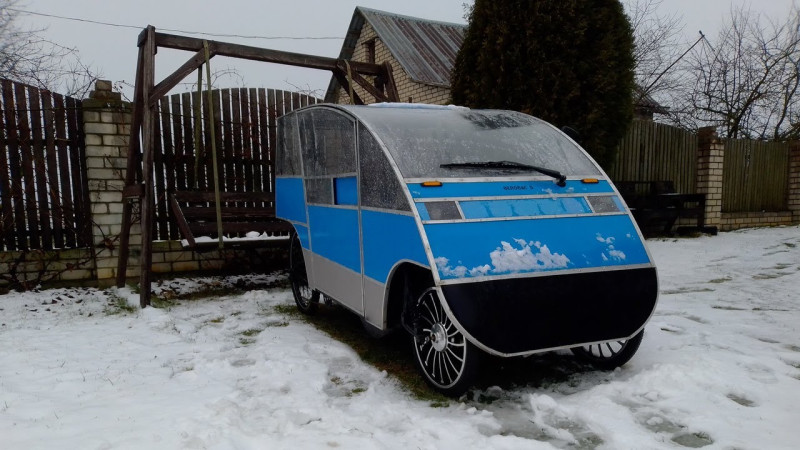 Веломобиль для зимы. Дождь и ветер. Velomobile for winter. Rain and wind.