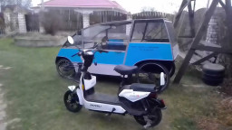 Собрать веломобиль из одного электроскутера. Assemble a velomobile from one electric scooter.