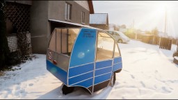 Белорусский веломобиль зимой в мороз и ветер