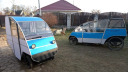 Белорусский веломобиль из китайского электроскутера. Belarusian velomobile from electric scooter.