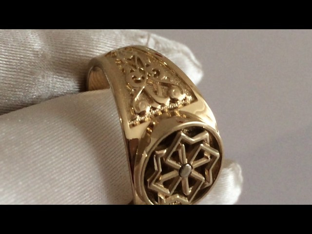 Кольцо со славянским оберегом, золото.